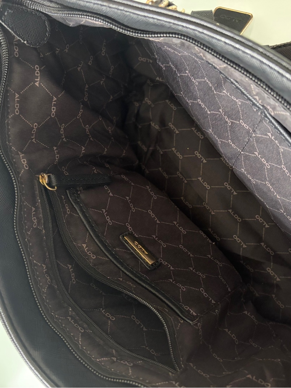 Aldo Black Tote with Gold Chain Handles - Picture 5 of 7